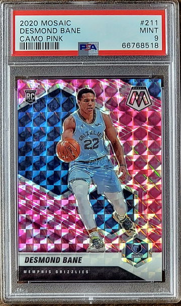 2020 DESMOND BANE Panini PINK PRIZM Mosaic PSA 9 POP 24 Rookie RC #211