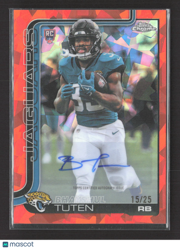 2025 Topps Chrome Bhayshul Tuten RA-BT Orange Mosaic Auto Football Card Jacksonville Jaguars