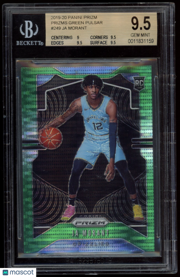 2019-20 Panini Prizm Ja Morant #249 Green Pulsar Prizm /25 Rookie BGS 9.5