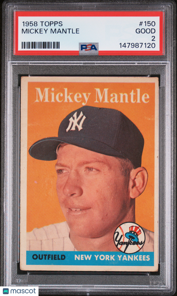 1958 Topps Mickey Mantle #150 PSA 2
