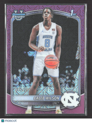 2025 Bowman Chrome University Caleb Wilson #BCP-83 Purple Mojo Refractor /299