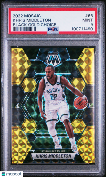 2022 Panini Mosaic Khris Middleton #66 Black Gold Choice PSA 9