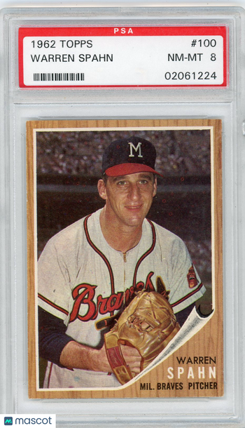 1962 Topps Warren Spahn #100 PSA 8