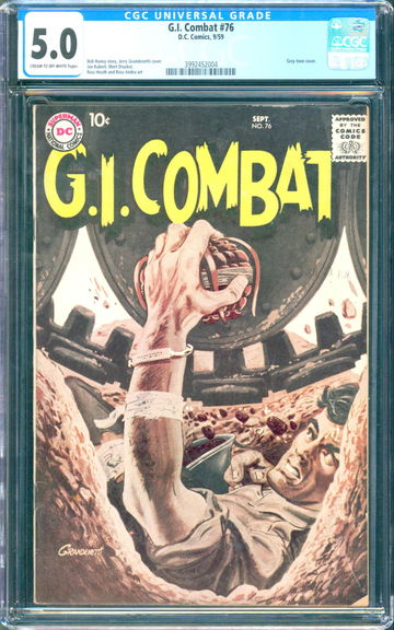 G.I. Combat #76 (1959) CGC 5.0 -- Grey tone war cover by Jerry Grandenetti