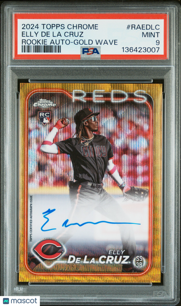 2024 Topps Chrome Rookie Autographs Elly De La Cruz #RAEDLC Gold Wave PSA 9