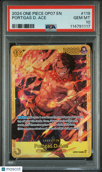 2024 One Piece Op07-500 Years In The Future Portgas D. Ace PSA 10 #119