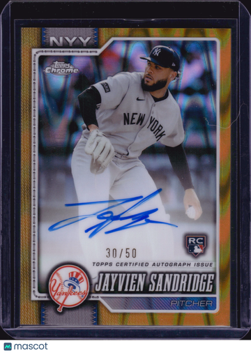 2025 Topps Chrome Jayvien Sandridge #RA-JSA Gold Wave Refractor /50 RC