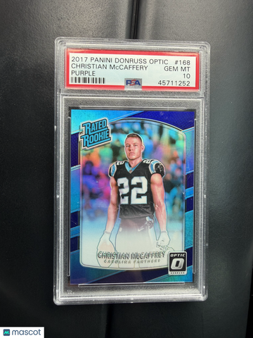 2017 Panini Donruss Optic Christian McCaffrey #168 Purple PSA 10 Trading Card