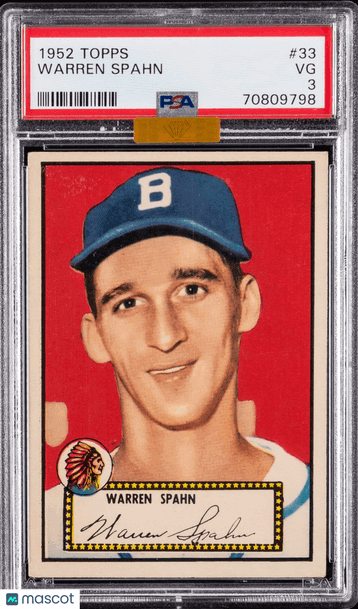 1952 Topps Warren Spahn #33 PSA 3