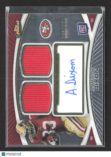 2010 Topps Finest Anthony Dixon #FADR-AD 163/350 RC Dual Relic Auto