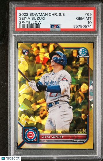 2022 Bowman Chrome Sapphire Edition Seiya Suzuki #69 SP Yellow PSA 10