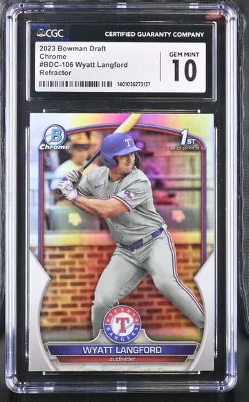 2023 BOWMAN WYATT LANGFORD DRAFT CHROME #BDC-106 CGC 10 BL.D2.65