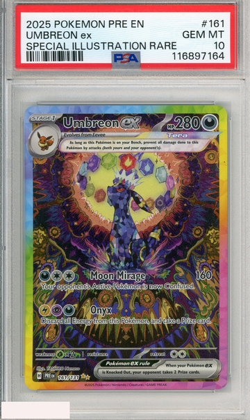 2025 POKEMON PRE EN-PRISMATIC EVOLUTIONS UMBREON EX #161 SPECIAL ILL RARE PSA 10