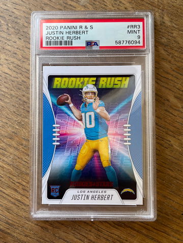 Justin Herbert PSA 9 2020 Panini Rookies & Stars Rookie Rush Rc Rookie Card