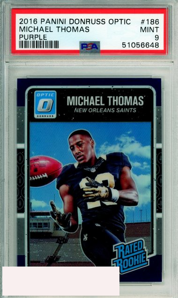 2016 PANINI DONRUSS OPTIC PURPLE MICHAEL THOMAS #186 ROOKIE SAINTS PSA MINT 9