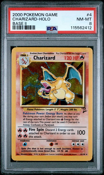 2000 Pokemon Base Set 2 Holo Charizard #4 PSA 8