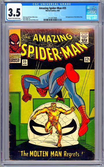 AMAZING SPIDER-MAN #35 CGC 3.5 STAN LEE STEVE DITKO ART 2ND MOLTEN MAN APP 1966