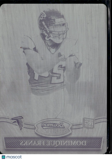 Dominique Franks 2010 Bowman Sterling Printing Plate Black Printing Plate Atlanta Falcons