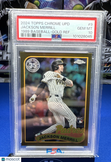 2024 Topps Chrome Jackson Merrill #89cu-9 Gold Parallel/Variety Rookie Insert PSA 10