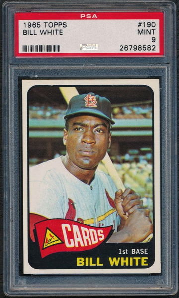 1965 Topps #190 Bill White Cardinals PSA 9 MINT Low Pop