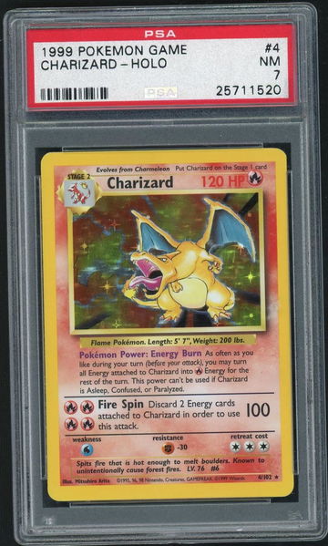 1999 Pokemon Base Set Holo Charizard #4 PSA 7