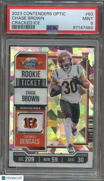 2023 Panini Contenders Optic Chase Brown #63 Cracked Ice Rookie PSA 9 Panini Authentic