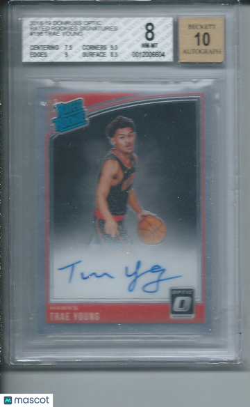 2018-19 Donruss Optic Rated Rookies Signatures Trae Young #198 BGS 8 Auto 10