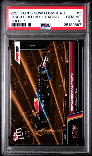 2025 TOPPS NOW FORMULA 1 ORACLE RED BULL RACING GOLD 1/1 #2 GRAIL PSA 10