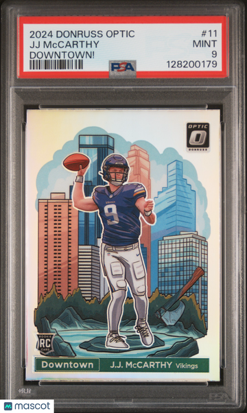 2024 Panini Donruss Optic Downtown! JJ Mccarthy #11 Rookie PSA 9