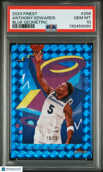 2024 Topps Finest Anthony Edwards #256 Blue Geometric /25 PSA 10