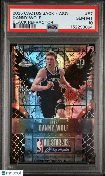 2025 Topps Chrome Cactus Jack X NBA All-Star Game Danny Wolf #87 Black Refractor /10 PSA 10