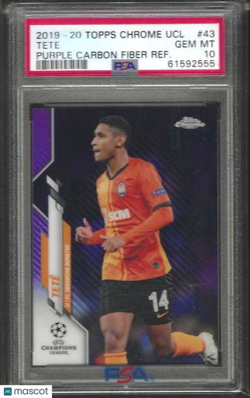 2019 Topps Chrome UEFA Champions League Tete #43 Purple Carbon Fiber Refractor PSA 10
