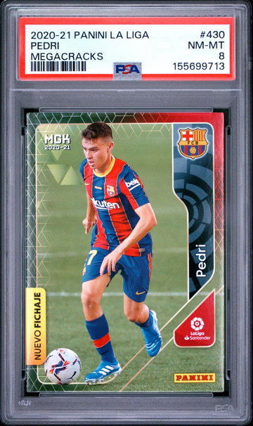 2020 Panini Megacracks La Liga Nuevo Fichaje Pedri #430 PSA 8