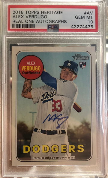 2018 Topps Heritage Auto Alex Verdugo PSA 10