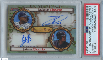 2024 Bowman's Best Family Tree Dual Autographs Jackson Chourio Jaison Chourio #FDACC Rookie PSA 10 Topps