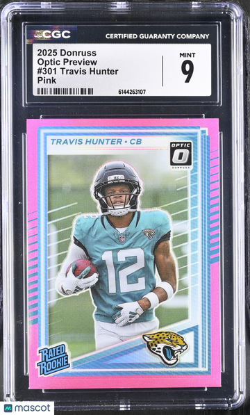 2025 Donruss Travis Hunter #301 Pink Optic Preview CGC 9