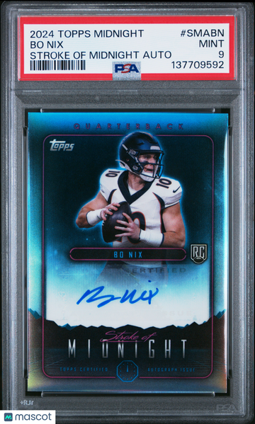 2024 Topps Midnight Stroke Of Midnight Autographs Bo Nix #SMABN PSA 9