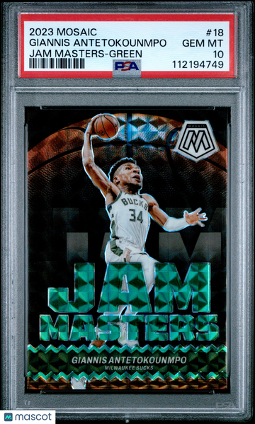 2023 Panini Mosaic Jam Masters Giannis Antetokounmpo #18 Green PSA 10