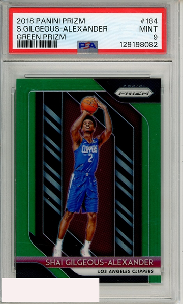 2018 PANINI PRIZM S GILGEOUS-ALEXANDER #184 GREEN PRIZM PSA 9 MINT RC