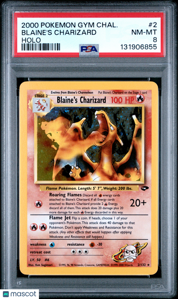 2000 Pokemon Gym Challenge Blaine's Charizard Holo PSA 8 #2