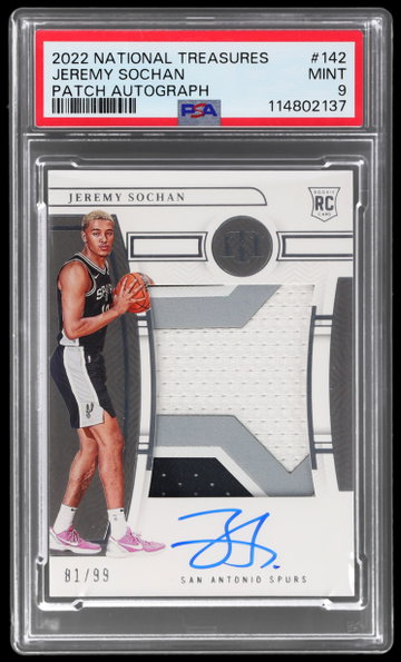 2022 National Treasures Jeremy Sochan Patch Autograph PSA 9 RC