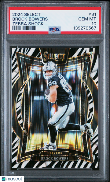2024 Panini Select Brock Bowers #31 Zebra Shock PSA 10