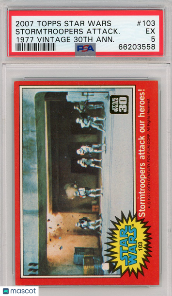 2007 Topps Star Wars 1977 Vintage 30th Anniversary Stamped Card Stormtroopers Attack.. . #103 PSA 5