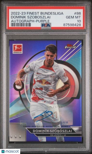 2022-23 Topps Finest Bundesliga Dominik Szoboszlai #86 Auto Purple Refractor PSA 10