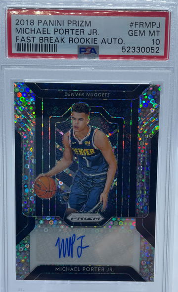 2018 Panini Prizm Michael Porter Jr. Fast Break Rookie Auto PSA 10 GEM MINT