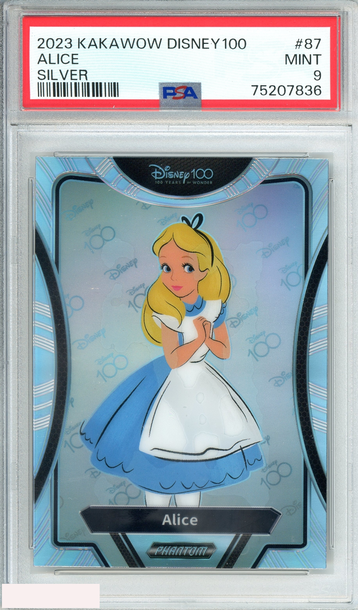 2023 KAKAWOW DISNEY100 WONDROUS CHARACTER ALICE #87 SILVER HOLO PSA 9 MINT