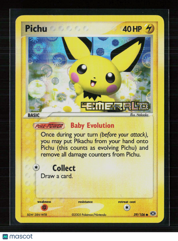 2005 EX Emerald Pichu Reverse Holo #59/106