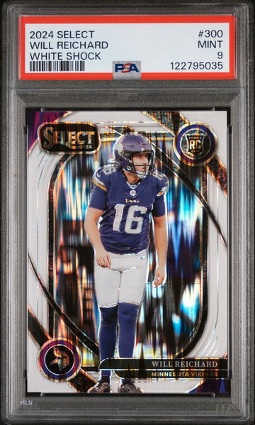 2024 Panini Select White Shock Will Reichard #300 RC Prizm /199 PSA 9
