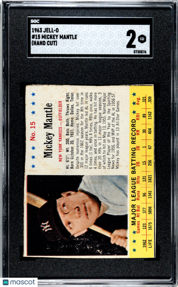 1963 Jell-O Mickey Mantle #15 SGC 2