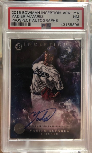 2017 Bowman Inception Yadier Alvarez PSA 7